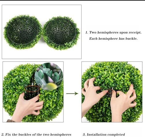 Artificial Plant Topiary Ball Dia 11in, Faux Boxwood Decorative Balls, Decorative Faux Greenery Fake Plants, Small Artificial Plants, Topiary Tree Plants, Grass Ball for Backyard Garden - Image 5