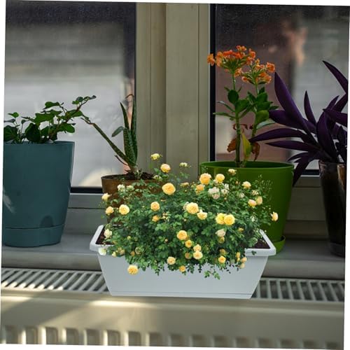 balacoo Large Rectangular Vegetable Planter with Drainage Saucer, Medium 43cm Window Herb Garden Pot Set of 4 in Gray, Sky, Terracotta, and Light Green for Indoor Balcony Gardening - Image 7