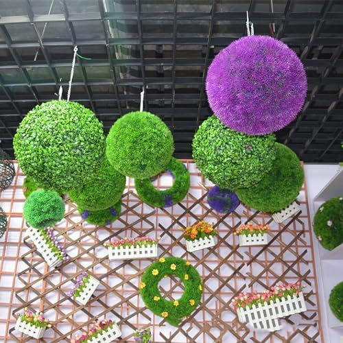 Artificial Plant Topiary Ball Dia 8in, Faux Plant Topiary Ball Extra Large, Garden Spheres Outdoor, Topiary Balls Artificial Outdoor, Lifelike Moss Balls Decorative Set - Image 3
