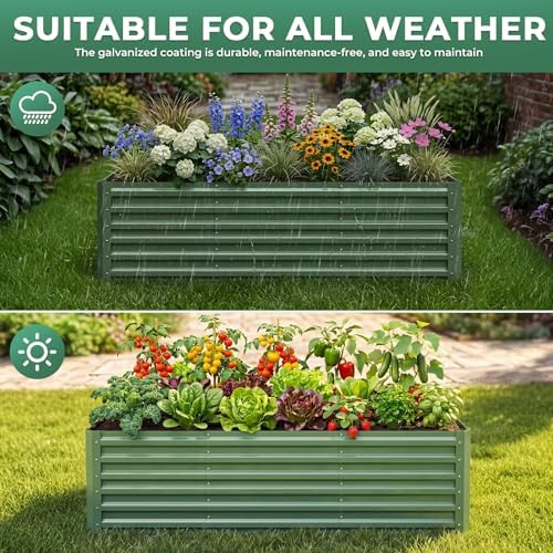 6x3x1.5ft Galvanized Raised Garden Bed, Metal Planter Box for Outdoor Planting Plants, Vegetables, Herbs, Above Ground Raised Garden Bed Kit for Gardening - Forest Green Rectangle - Image 5