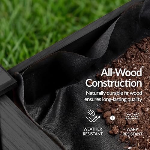 Best Choice Products 48x24x30in Raised Garden Bed, Elevated Wood Planter Box Stand for Backyard, Patio, Balcony w/Bed Liner, 200lb Capacity - Black - Image 6