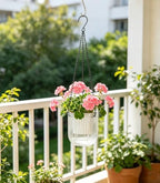 Melphoe Self Watering Hanging Planters Indoor Flower Pots, (8.3’’+6.5’’+5.3''+4.7'' 4Pack) - Outdoor Hanging Plant Pot Basket, Plant Hanger with 3Hooks Drainage Holes for Garden Home (White) - Image 2