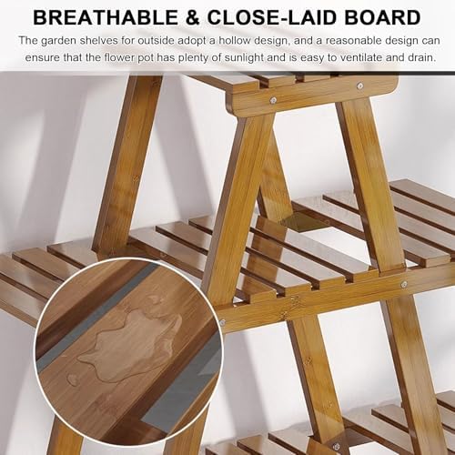 Plant Stand Bamboo for Indoor Outdoor 3 Tier Plant Shelf Flower Pot Holder Ladder Rack for Windowsill Garden Balcony Living Room Patio,Natural - Image 5