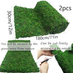 FAICOIA 2 Pcs Floral Moss Rug Roll Dried Moss Sheets for Crafts Table Runner Fairy Gardens Wedding Woodland Decor 12" x 71" Preserved Green Moss Mat for Forest Decoration Carpet Grass Wall 30x180cm - Image 2