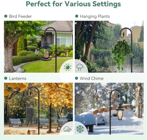63" Adjustable Shepherds Hooks Stand for Wind Chimes, Hummingbird Feeders, Lanterns, Hanging Plant Stand Indoor Outdoor Patio Garden - Image 4