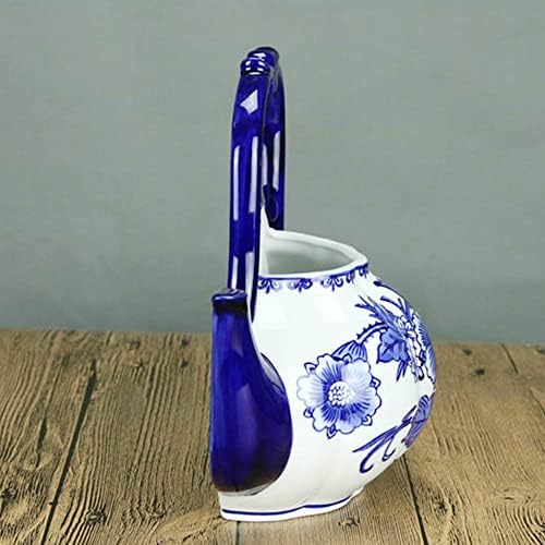 Blue & White Porcelain Wall Vase,Water Bottle Shape Hydroponic Vase Wall Planter for Indoor, Outdoor (D) - Image 3