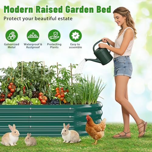 Green Oval Raised Garden Bed / Galvanized Steel Planter Box,60X24X12 inches - Image 2