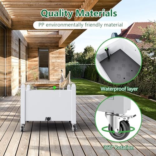 Elevated Raised Garden Bed with Legs,Outdoor Large Resin Patio Planter Box Stand Divisible with Drain Plug,Water Monitor for Plants Vegetables Flowers Fruits(Ashen) - Image 6