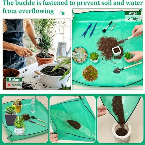 2 PCS Flower Pots Transplanting Mats, Waterproof Foldable Potting Tray, Leak Proof Plant Repotting Pad for Indoor for Patio - Image 4