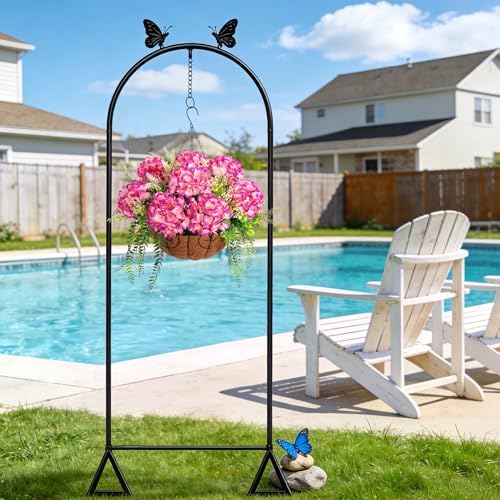 Ammyoo Artificial Fuchsia Hydrangea Flowers with Hanging Basket for Decor - Image 4