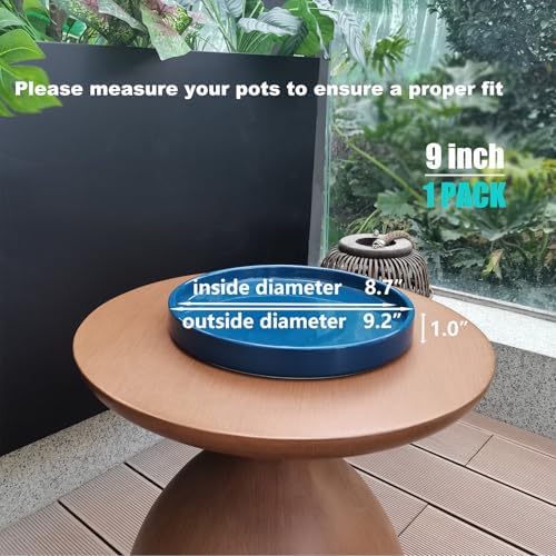 Ceramic Flower Pot Saucers, 9 Inch Plant Pot Saucers for Indoors Plants, Plant Trays for Pots Holding Water Drips and Soil, Drainage Tray for Plant Pot (Blue) - Image 3