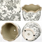 Hollyone 2 Pack Ceramic Planter Vintage Ceramic Pot 5.5 + 6.6inch Decorative Flower Plant Pot with Drainage Hole Crackle Glaze for ndoor Outdoor Tuscan Decor Home Living Room Garden Decor Blue Flower - Image 3