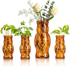 Nacome Owl Plant Propagation Station: Set of 4 Cute Brown Glass Vases by Nacome