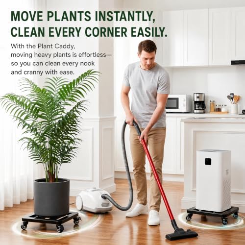 2 Pack Plant Caddy with Lockable Wheels, 12 Inch Heavy Duty Rolling Plant Stand, 380 Lbs Metal Square Flower Cart, Rust-Proof Black Planter Dolly for Flower Pot, Heavy Objects, Indoor Outdoor - Image 6
