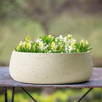 Olly & Rose Large Ceramic Planter Bowl Shallow Plant Pot - Off White Cream Ivory Flower Pot Indoor and Outdoor Decorative Bowl Garden and Home Décor - Image 2