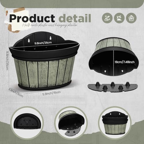 Layhit 6 Pcs Wall Hanging Planters, 10 Inches, Grey Green, Brown, Black - Image 2