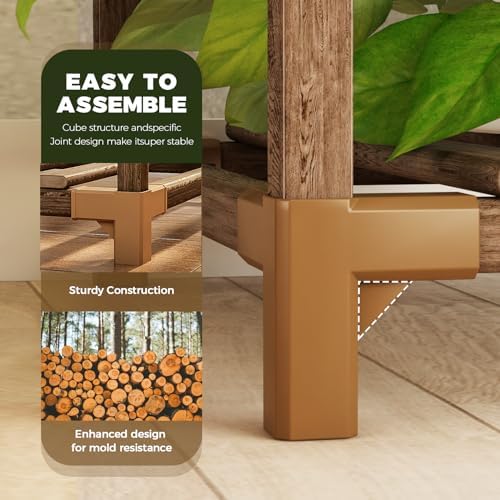 Bamworld 2 Sets Plant Stands Indoor Tall Shelves Outdoor for Multiple - Image 5