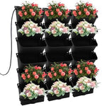Self-Watering Wall-Mounted Planter Vertical Wall Planter with 18 Pots Wall Mounted Plastic Plant Grow Pots Vertical Living Green Wall Wall Garden for Home (Black) by ZeStarDair