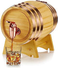 Geetery 1 Pack 2 Liter Wood Barrel with Stand Wooden Whiskey Barrel Vintage Beer Tequila Rum Whiskey Dispenser Wine Making Barrels for Home Table Display Decoration Entertaining (2 Liters) by Geetery