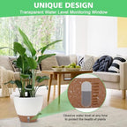 12" 10" 9" 8" Self Watering Pots with Water Level Indicator, Large Plastic Planters Set with Mesh Drainage Hole and Removable Saucer Reservoir, Big Flower Pot for Indoor Outdoor Plants - White - Image 4