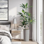 SIGNWIN Artificial Tree in Black and White Geometric Planter, Fake Dracaena Tree Silk Tree for Indoor and Outdoor Home Decoration - 66" Overall Tall (Plant Pot Plus Tree) - Image 5