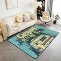 Erosebridal Happy Camping Rv Area Rug 4'11" x 3'3" Palm Trees Silhouette Living Room Rugs Sunset Summer Style Decorative Carpet Hawaiian Light Blue Indoor Floor Mat by Erosebridal