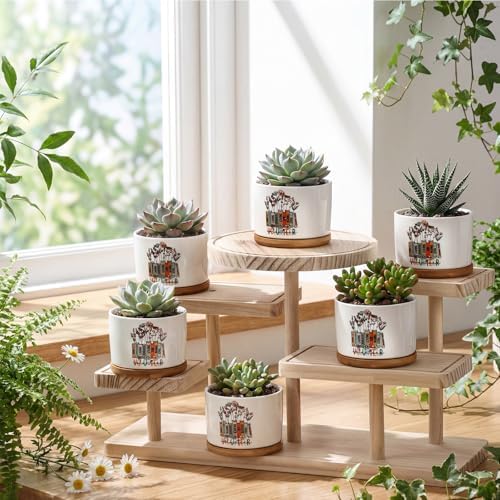 Havawish 6 Pcs Volunteer Appreciation Gifts Ceramic Succulent Planter Pots Mini Porcelain Plant Containers Thank You Gifts for Volunteer Month Social Worker, Plants Excluded - Image 4