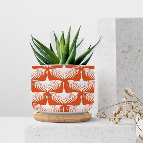 Orange Swan Cranes Ceramic Planters Orange and White Lily Geese Flock Planters for Outdoor Plants with Drainage Holes and Saucers Pot for Indoor Outdoor Garden - Image 7