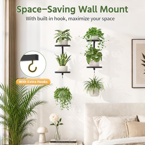LASZOLA Plant Hanger Holder Window Shelf Wall Mounted Indoor, 2 Pcs Black - Image 5