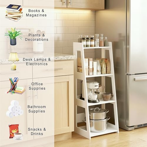4-Tier Bathroom Ladder Shelf Freestanding, 12.6" W x 37" H - Image 6