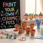 25 Set Flower Pot Painting Craft Kit 2.5" Mini Terracotta & Ceramic Pot to Paint Bulk with Drainage Acrylic Paint for Indoor Outdoor Plant Crafts Wedding Favors DIY Activity (Terracotta) - Image 3