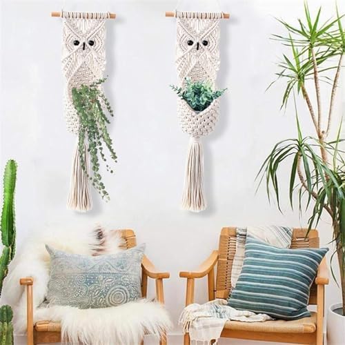 Macrame Plant Hangers Hand-Woven Tapestry Flower Pot Basket, Bohemian Plant Hanger Cotton Rope Wall Hanging Decoration Indoor Outdoor Hanging Planter Basket Flower Pot Holder - Image 3