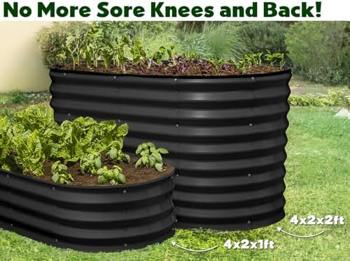 Plant & Plot Galvanized Raised Garden Beds Outdoor // 4×2×2 ft Planter Raised Beds for Gardening, Vegetables, Flowers // Large Metal Garden Box (Black) // Patented Tool-Free Design - Image 6