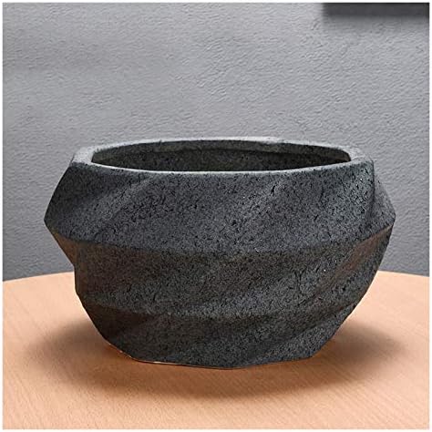Plants Flower Pots Geometry Ceramic Planter Outdoor Indoor Garden Planters Plant Containers with Drain Hole Flower Plant Pots Modern Decorative Gardening Gardening Pot (Color : Black) by Unknown