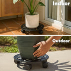 2-Pack 12" Round Metal Plant Caddy with Wheels Heavy-Duty Large Rolling Plant Stand Indoor Outdoor Wheeled Planter Dolly Cart Coaster Flower Pot Mover Roller Base, Garden Trolley - Image 4