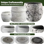 Craft flowerpots 18"+13"+9" Dia Round Concrete Planter Set of 3 Large Outdoor/Indoor Planter Pots Containers with Drainage Holes and Rubber Plug for Home Garden (White, Large) - Image 5