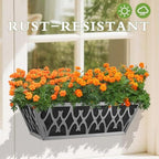 4 Pack 16 Inch Window Boxes Planters Railing Planter Box with Adjustable Brackets & Non-Woven Fabric Plant Grow Bags Deck Railing Planter Boxes Balcony Hanging Flower Box for Outdoor Plants - Image 5