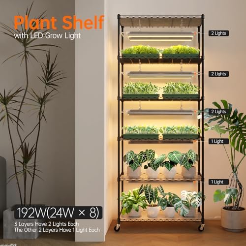 Bstrip DIY Plant Shelf with Grow Light, Adjustable, 29.5x13.8x70.9in - Image 2
