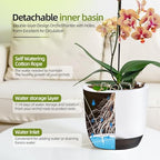 5.7Inch White Orchid Pots with Holes for Repotting, Double-Layer Plastic Self Watering Flower Pots for Indoor Plants with Drainage Holes, Clear Orchid Pot Match Decorative Orchid Container, 3 Packs - Image 4