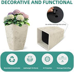 2-Pack 19" Country White Resin Square Planters with Drainage Hole - Image 6