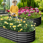 GarveeLife 2 Pcs 6x3x1 ft Oval Raised Garden Bed, Galvanized Raised Beds,Open-Ended Base Metal Raised Planter Beds,Garden Bed Outdoor,Planter Raised Boxes for Vegetables, Flowers,Tool-Free Asse,Gray - Image 6