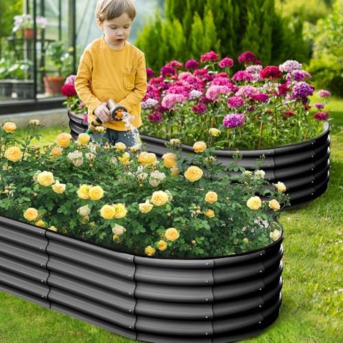GarveeLife 2 Pcs 6x3x1 ft Oval Raised Garden Bed, Galvanized Raised Beds,Open-Ended Base Metal Raised Planter Beds,Garden Bed Outdoor,Planter Raised Boxes for Vegetables, Flowers,Tool-Free Asse,Gray - Image 6