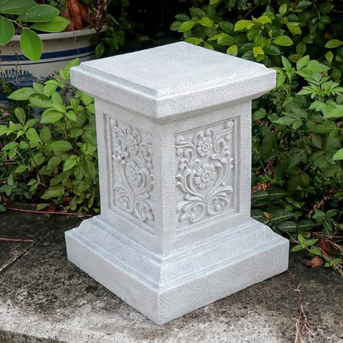 Decorative Roman Column Pedestal, English Rosette Indoor Outdoor Sculptural Garden Plinth Base Statue Riser, Weatherproof Sturdiness Plinth Base Statue Riser for Statues, Flower Pots, Decor, Cast Stone Resin (1365) by CHAMBTALIE