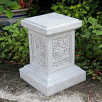 Decorative Roman Column Pedestal, English Rosette Indoor Outdoor Sculptural Garden Plinth Base Statue Riser, Weatherproof Sturdiness Plinth Base Statue Riser for Statues, Flower Pots, Decor, Cast Stone Resin (1365) by CHAMBTALIE