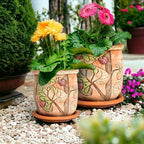 STP GOODS Ceramic Pot with Drainage Hole and Saucer, Plant Pots, Modern Decorative Planters for House Plants Indoor Flowers Plants, Cute Flower Pot - Gifts (Ladybugs (1.6 L)) - Image 2