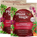 Compressed Organic Potting Soil: 100% Organic, Expands Up to 4X with Water, Nutrient-Dense Plant Food Derived from Worm Castings, Types of Plants, Kid & Pet Safe (Two 2 lb Bags) by OrganicPlantMagic