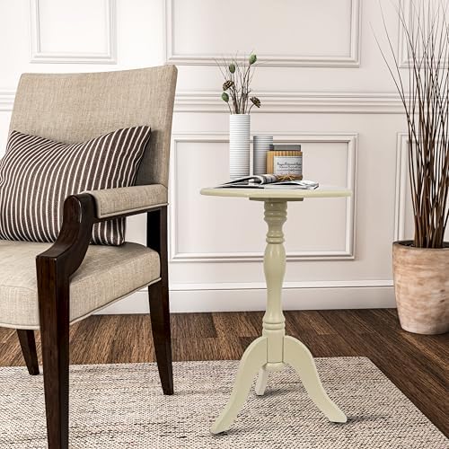 Decor Therapy Simplify Round Pedestal Accent Side Table, Chic & Compact MDF Furniture for Traditional Stylish Spaces - Buttermilk - (15" x 15" x 24") - Image 2