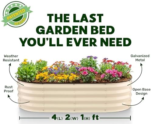 Plant & Plot Galvanized Raised Garden Beds Outdoor // 4×2×1 ft (2-Pack) Planter Raised Beds for Gardening, Vegetables, Flowers // Large Metal Garden Box (White) // Patented Tool-Free Design - Image 5