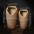 Plants Flower Pots Plant Pots Succulent Plants Rough Pottery Notch Shape Flower Pots Large Two-piece Set Vintage High Model Ceramic Pot Planters Gardening Pot - Image 2