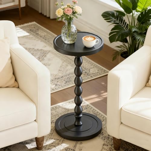 Small Round Side Table, Rubberwood‌ Drink Table for Small Spaces - Image 2
